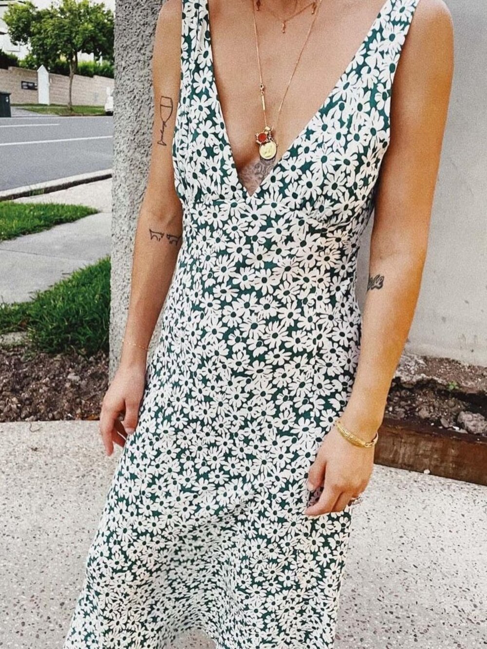 VRG GRL Evenings In Venice Bias Cut Dress - Green/White - Size US 4 / AUS 8 (S)